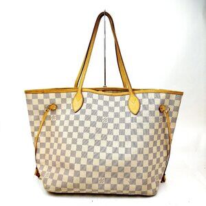 Louis Vuitton Neverfull  Mm White Damier Azur Tote